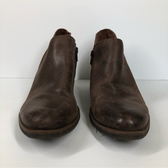 Korks by Kork-Ease Raynor Leather Ankle Booties Brown Zippers 10 Q43106 - Picture 3 of 10